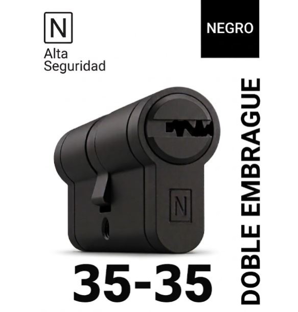 CILINDRO N ALTA SEGURIDAD -HS10- 35X35 NEGRO -DOBLE EMBRAGUE-