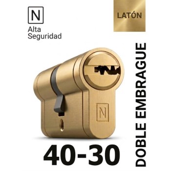 CILINDRO N ALTA SEGURIDAD -HS10- 40X30 LATON -DOBLE EMBRAGUE-