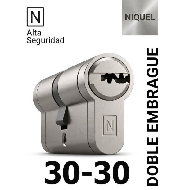 CILINDRO N ALTA SEGURIDAD -HS10- 30X30 NIQ -DOBLE EMBRAGUE-