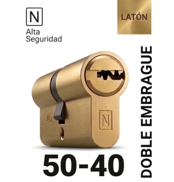 CILINDRO N ALTA SEGURIDAD -HS10- 50X40 LATON -DOBLE EMBRAGUE-