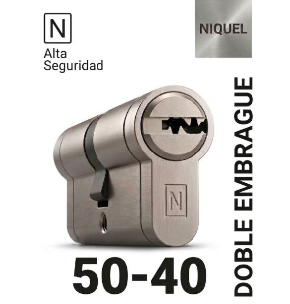 CILINDRO N ALTA SEGURIDAD -HS10- 50X40 NIQ -DOBLE EMBRAGUE-
