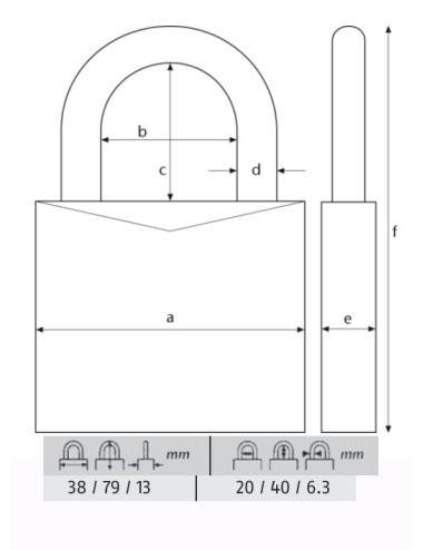 ABUS CANDADO 713/40HB40 KA ARCO L -LLAVES IGUALES